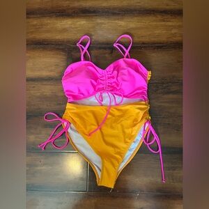 Vibrant Pink and Orange Swimsuit